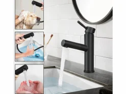 NETTLIFE Mezclador de lavabo Mezclador de agua fría de alta presión Grifo de baño