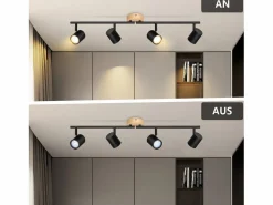 Plafón LED de 4 llama - Plafón GU10 Foco giratorio Aplique de madera Foco de pared para salón dormitorio Sin bombilla Plafón