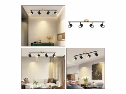 Plafón LED de 4 llama - Plafón GU10 Foco giratorio Aplique de madera Foco de pared para salón dormitorio Sin bombilla Plafón