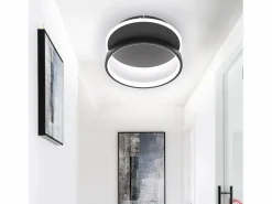 Online NETTLIFE Plafón LED para salón, dimmable, moderno, con mando a distancia para el pasillo. Negro