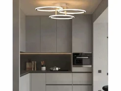 Discount Plafóndido LED Moderno, Diseño de Anillos, Luz Blanca Cálida 3000K, 41W, 3 Llames. Plafón