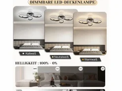 Hot NETTLIFE Plafonario LED Ajustable de Gran Tamaño, 100 cm, para Salón, 90 W, Moderno, con Control Remoto Negro