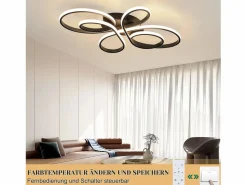 Hot NETTLIFE Plafonario LED Ajustable de Gran Tamaño, 100 cm, para Salón, 90 W, Moderno, con Control Remoto Negro