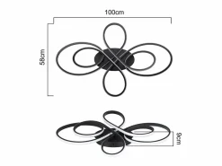 Hot NETTLIFE Plafonario LED Ajustable de Gran Tamaño, 100 cm, para Salón, 90 W, Moderno, con Control Remoto Negro