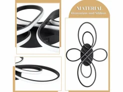 Hot NETTLIFE Plafonario LED Ajustable de Gran Tamaño, 100 cm, para Salón, 90 W, Moderno, con Control Remoto Negro