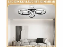 Hot NETTLIFE Plafonario LED Ajustable de Gran Tamaño, 100 cm, para Salón, 90 W, Moderno, con Control Remoto Negro