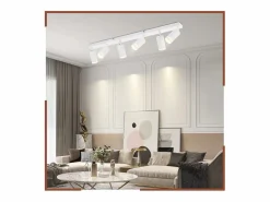 Best Plafonero de 6 focos moderno: plafonero con foco GU10 giratorio hasta 355° de metal para interiores, para cocina, salón, dormitorio, sin bombilla. Plafón