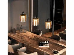 NETTLIFE Suspensión de lámpara de mesa de estilo vintage - 1 bombilla E14 Máx. 40W, retro, metal y vidrio , de estilo industrial.