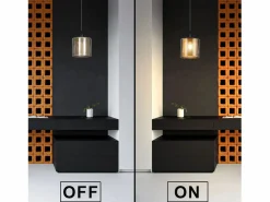 NETTLIFE Suspensión de lámpara de mesa de estilo vintage - 1 bombilla E14 Máx. 40W, retro, metal y vidrio , de estilo industrial.
