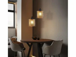 NETTLIFE Suspensión de lámpara de mesa de estilo vintage - 1 bombilla E14 Máx. 40W, retro, metal y vidrio , de estilo industrial.