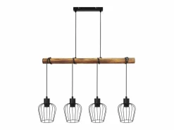New NETTLIFE Suspensión retro, lámpara de suspensión vintage de madera industrial negra E27. Marru00f3n