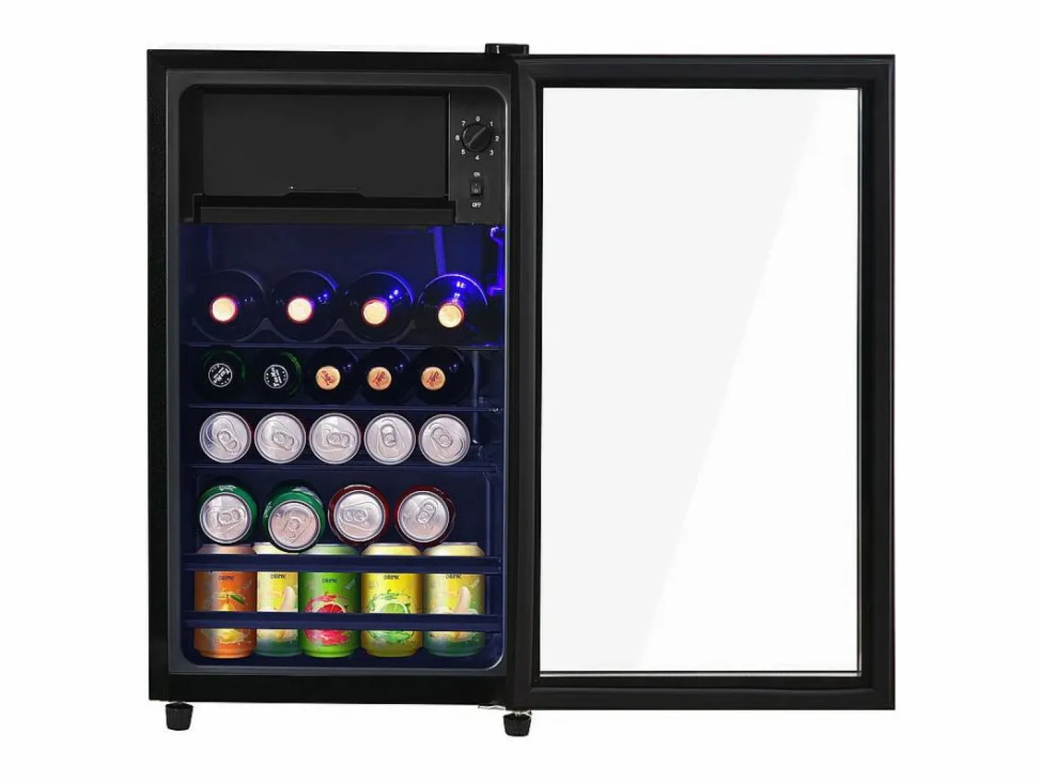 DripeX Nevera de 76L con congelador y cajón para verduras - Clase E - con LED y puerta de vidrio - 42dB - temperatura ajustable - 43.5x40x71.6cm