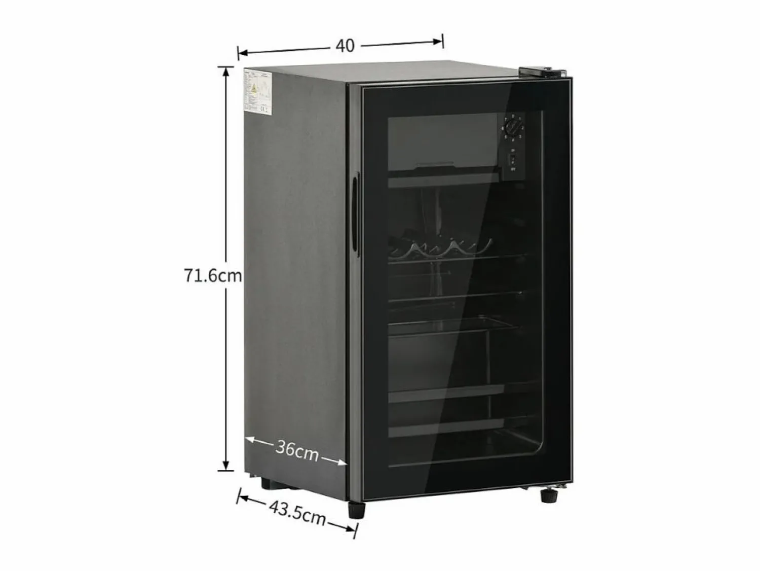 DripeX Nevera de 76L con congelador y cajón para verduras - Clase E - con LED y puerta de vidrio - 42dB - temperatura ajustable - 43.5x40x71.6cm