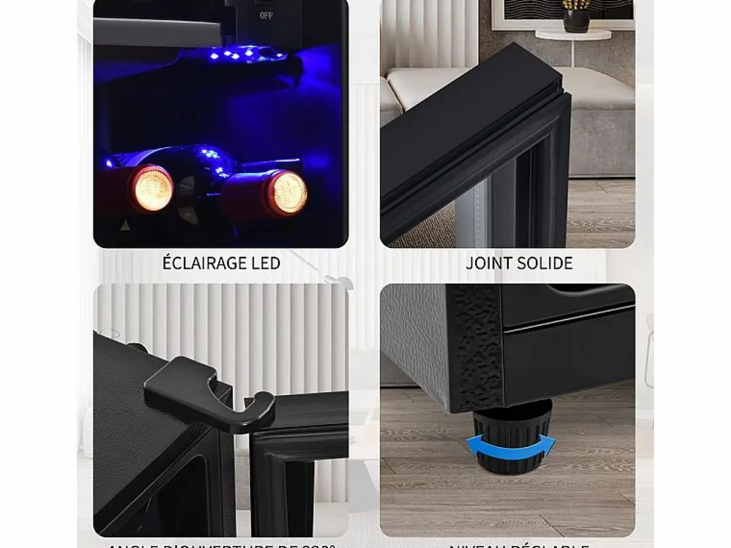 DripeX Nevera de 76L con congelador y cajón para verduras - Clase E - con LED y puerta de vidrio - 42dB - temperatura ajustable - 43.5x40x71.6cm