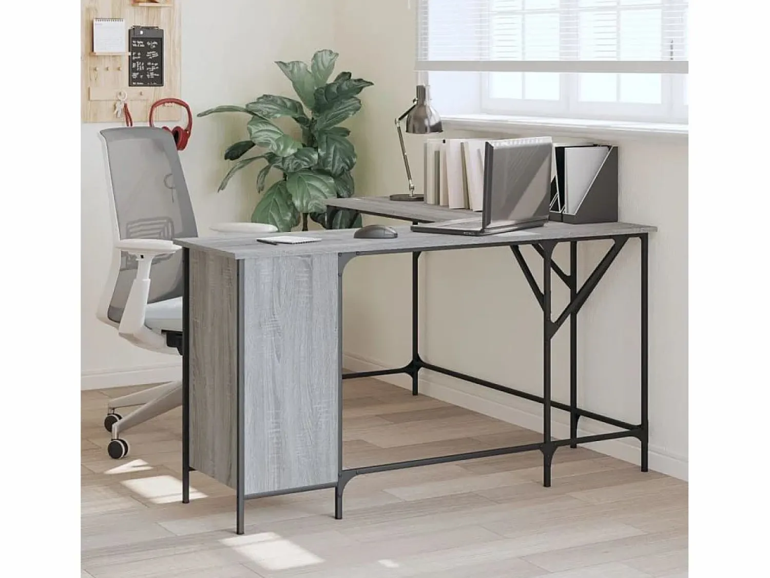 Clearance Garden Furniture Nicklas Escritorio madera de ingeniería Sonoma 141x141x75 cm Gris