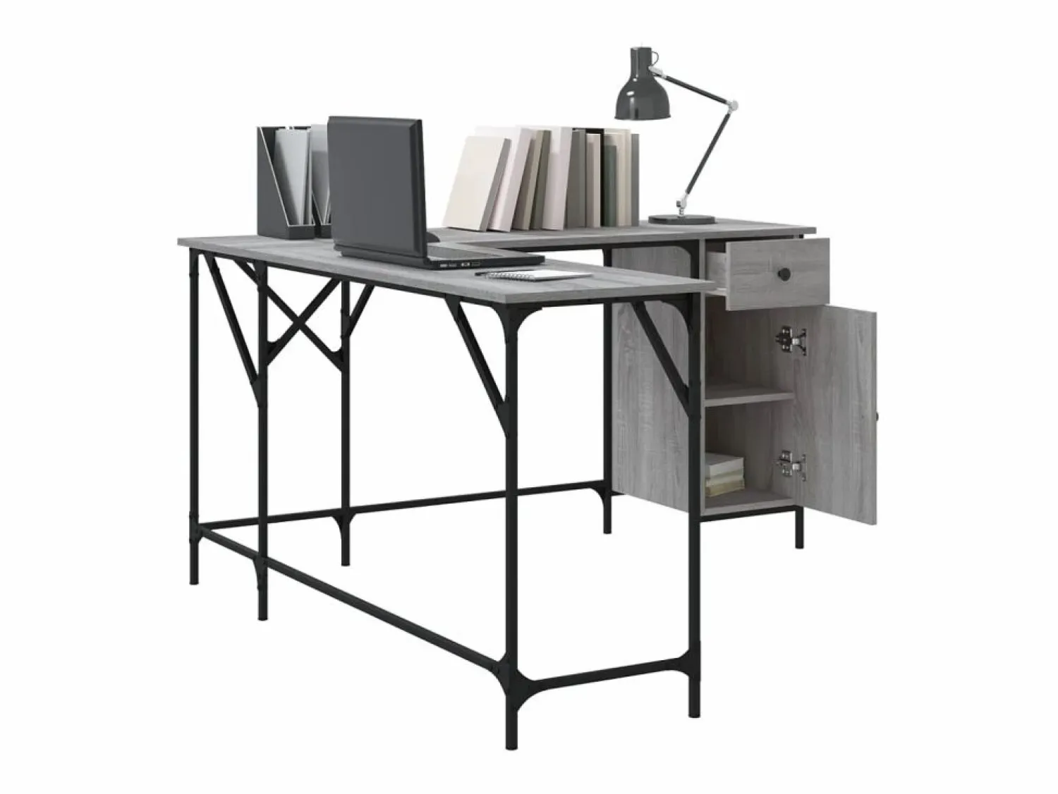 Clearance Garden Furniture Nicklas Escritorio madera de ingeniería Sonoma 141x141x75 cm Gris