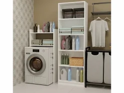 Hot TOPESHOP NINA NP - Armario de baño sobre lavadora con 2 repisas 64×124×30 cm - Blanco