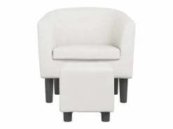 Clearance Garden Furniture Nykøbing Mors Sillón con taburete cuero sintético Blanco
