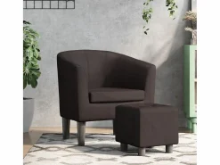 Discount Garden Furniture Nykøbing Mors Sillón con taburete cuero sintético marrón Marru00f3n
