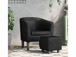Online Nykøbing Mors Sillón con taburete cuero sintético Sillón Estilo Cabriolet