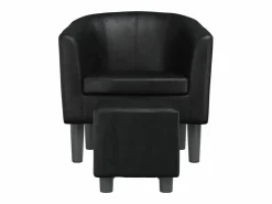 Online Nykøbing Mors Sillón con taburete cuero sintético Sillón Estilo Cabriolet