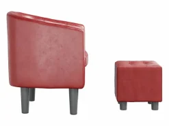 Garden Furniture Nykøbing Mors Sillón diseño de cubo con reposapiés cuero sintético rojo tinto