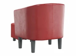 Garden Furniture Nykøbing Mors Sillón diseño de cubo con reposapiés cuero sintético rojo tinto