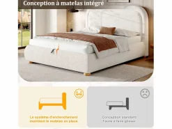 Merax Oferta cama doble - 160 x 200 cm - con cabecero acolchado + almacenaje hidráulico - bucle -