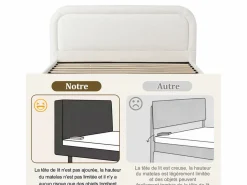 Merax Oferta cama doble - 160 x 200 cm - con cabecero acolchado + almacenaje hidráulico - bucle -
