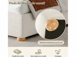Merax Oferta cama doble - 160 x 200 cm - con cabecero acolchado + almacenaje hidráulico - bucle -
