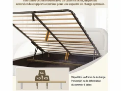 Merax Oferta cama doble - 160 x 200 cm - con cabecero acolchado + almacenaje hidráulico - bucle -