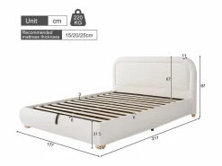 Merax Oferta cama doble - 160 x 200 cm - con cabecero acolchado + almacenaje hidráulico - bucle -