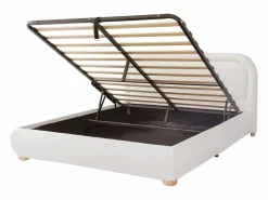 Merax Oferta cama doble - 160 x 200 cm - con cabecero acolchado + almacenaje hidráulico - bucle -