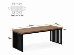 Outlet Oficina de computación, Gran escritorio de 180 cm, Estación de trabajo para oficina en casa, Mesa de conferencias, Marrón (sin silla) Mesa De Ordenador
