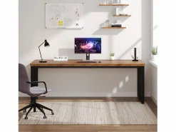 Outlet Oficina de computación, Gran escritorio de 180 cm, Estación de trabajo para oficina en casa, Mesa de conferencias, Marrón (sin silla) Mesa De Ordenador