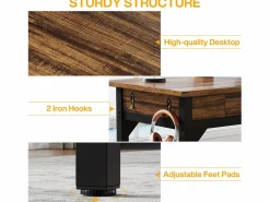 Discount Tribesigns Oficina de Informática, Mesa de estudio, Escritorio doble largo con 2 cajones, 200 x 60 x 82 cm, Marrón rústico Marru00f3n