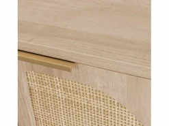 Sweeek Oficina efecto madera y mimbre, 2 cajones natural