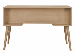 Sweeek Oficina efecto madera y mimbre, 2 cajones natural