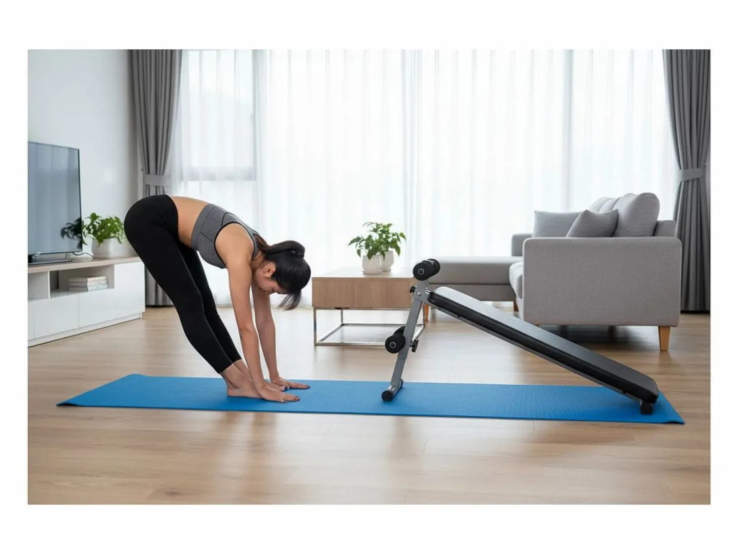 Discount O'Fitness Tabla de abdominales - Dimensiones: 137 x 33,5 x 73 cm - Ideal para la actividad física en casa Negro