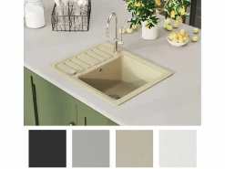 Discount Oksbøl Fregadero de cocina de granito con un seno Fregadero