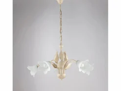 Olga - Lámpara de araña con cristal alabastro y acabado oro antiguo, 5 luces Ø68 cm