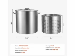 Discount Olla de Acero Inoxidable SucceBuy, 94,6 Litros, con Tapa con Cesta para Cocinar Plateado