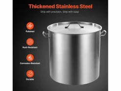 Discount Olla de Acero Inoxidable SucceBuy, 94,6 Litros, con Tapa con Cesta para Cocinar Plateado