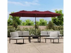 Best Garden Furniture Onara Sombrilla doble de jardín rojo burdeos 449x265 cm