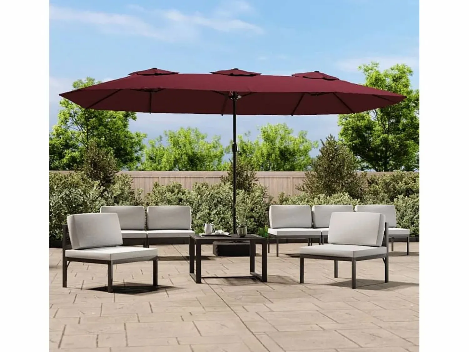 Best Garden Furniture Onara Sombrilla doble de jardín rojo burdeos 449x265 cm