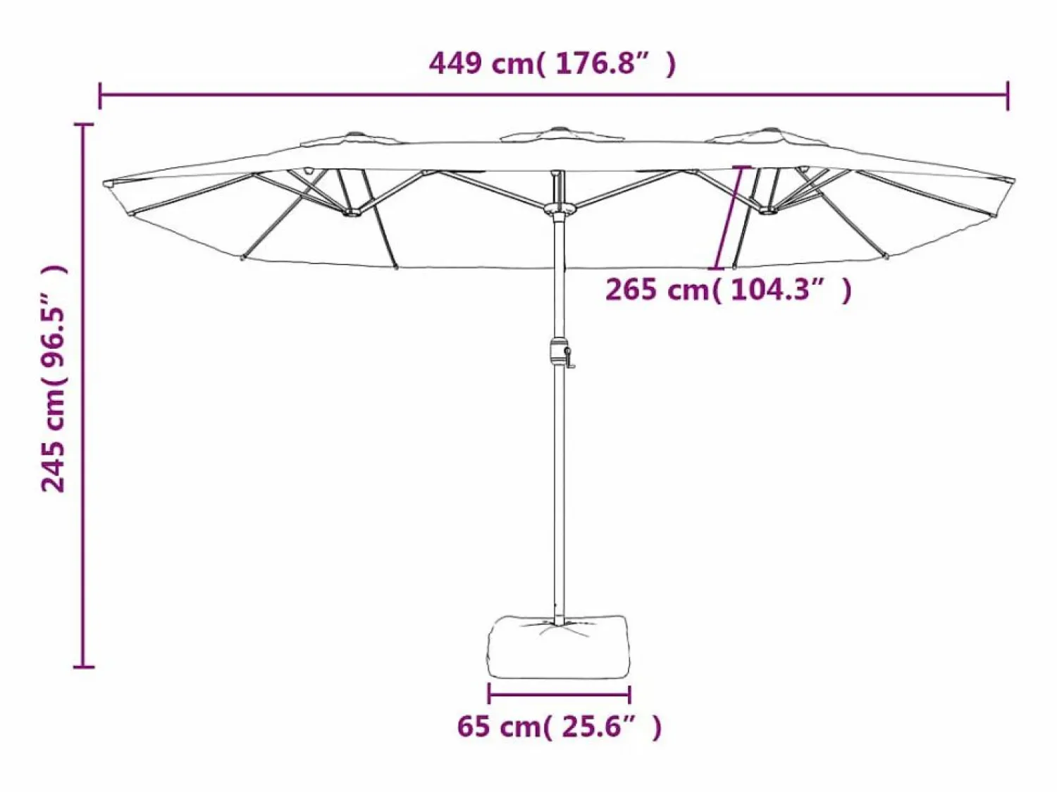 Best Garden Furniture Onara Sombrilla doble de jardín rojo burdeos 449x265 cm