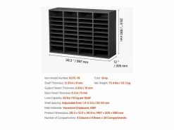 Sale Organizador de Escritorio SucceBuy de Madera para Literatura, 36 Compartimentos, Estantes Ajustables, Gris