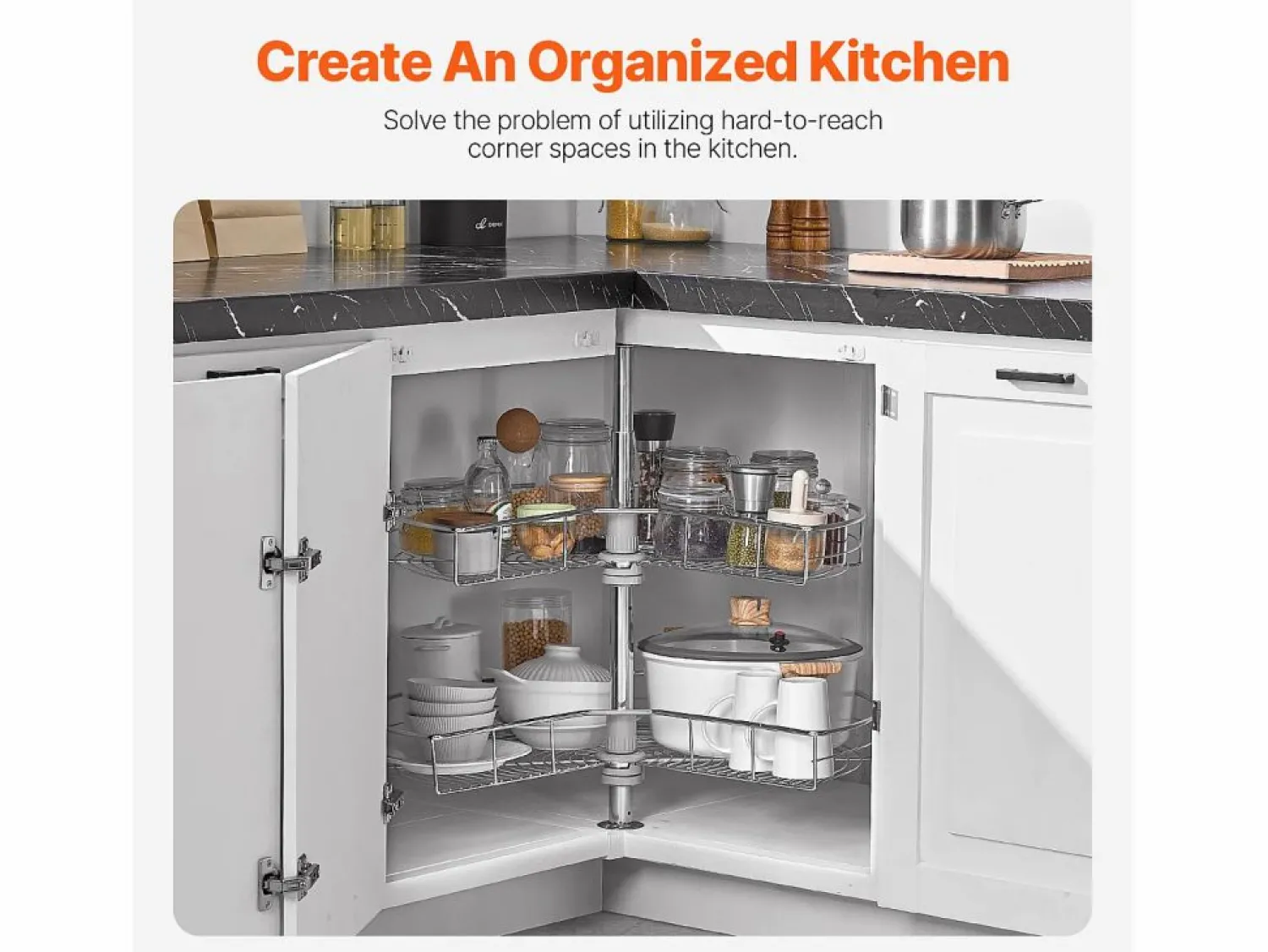 Organizador de Esquina SucceBuy en Forma de L, 71 cm, Transforme el Espacio de Almacenamiento de la Cocina