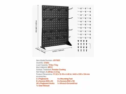 Organizador de Paneles Perforados SucceBuy, 44 x 33,5 cm, Lote de 2, con 30 Ganchos, Carga 5 kg, Panel Perforado de Almacenamiento de Acero Laminado en Frío Grueso