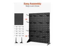 Organizador de Paneles Perforados SucceBuy, 44 x 33,5 cm, Lote de 2, con 30 Ganchos, Carga 5 kg, Panel Perforado de Almacenamiento de Acero Laminado en Frío Grueso